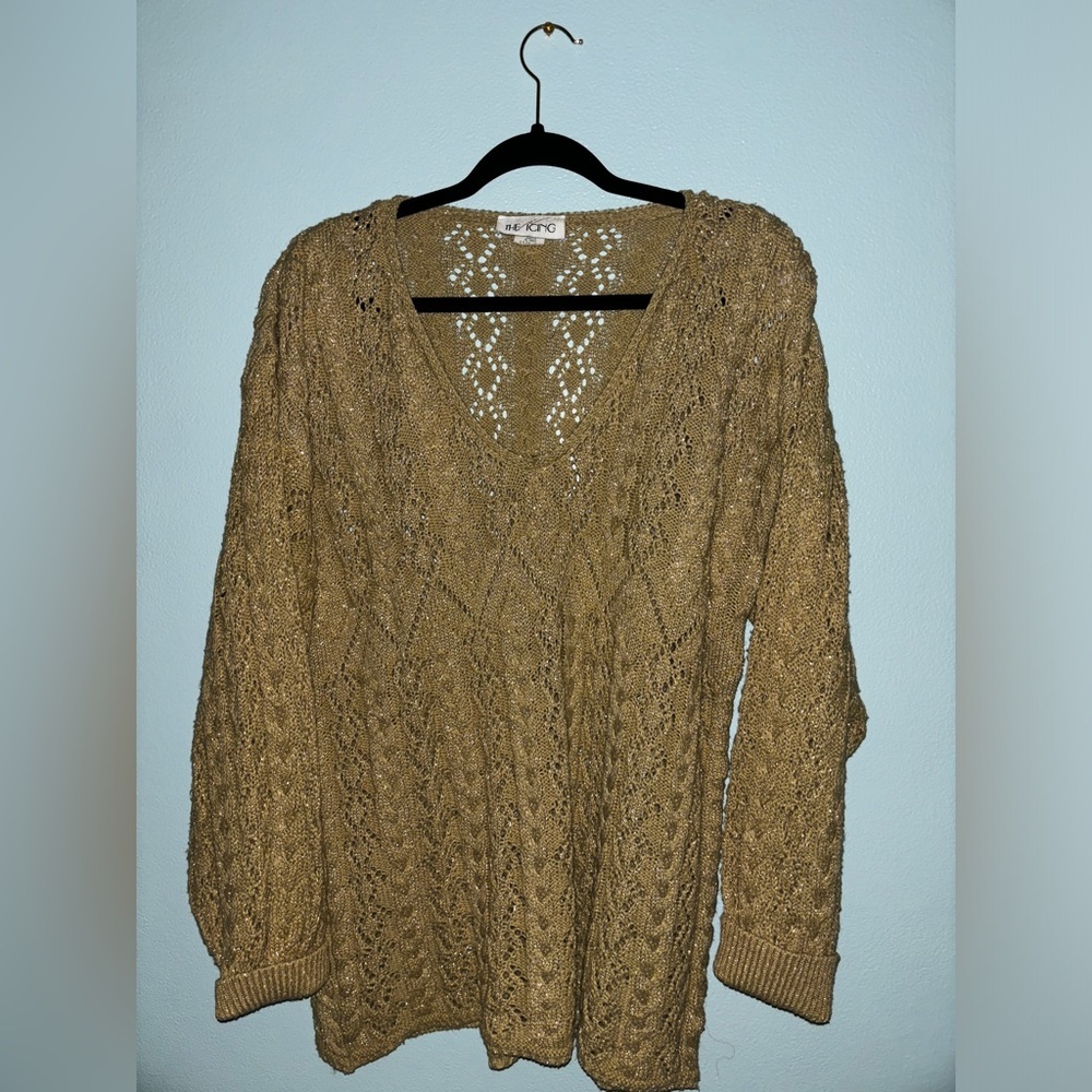 Vintage The Icing Slouchy V-Neck Sweater in Gold Tone Tan / Brown Womens Size 2